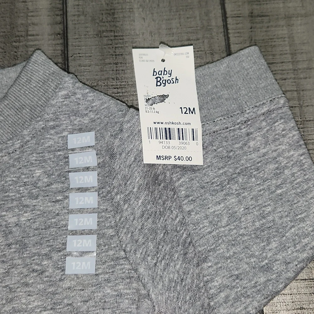 NWT OSHKOSH BGOSH Gray Kids' Zip-Up Jacket